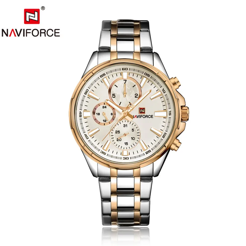 RGW NAVIFORCE мужские часы, Горячая Марка, мужские спортивные часы, полностью стальные, водонепроницаемые, аналоговые, 24 часа, кварцевые наручные часы, часы, Relogio Masculino - Цвет: RGW