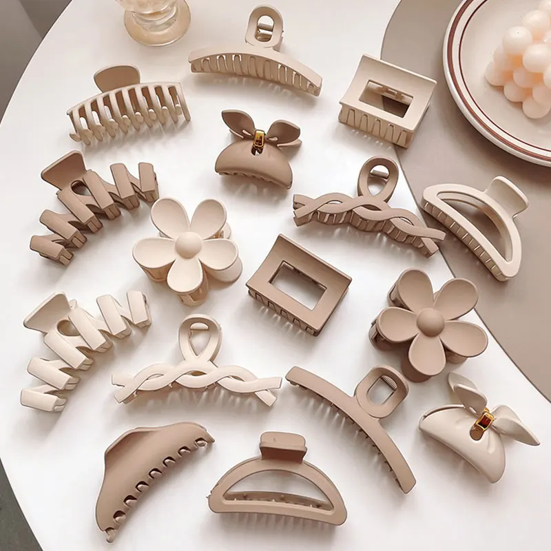 

Creative Tea Coffee Color Series Grasp Clip Elegant Temperament Hair Claw Back Head Hair Grasp Hair Clip Simple Hair Accessories