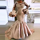 В африканском стиле; Вечерние платья одежда с длинным рукавом многослойное кружевное платье из бусами нашитыми на размера плюс платье для выпускного вечера русалка под традиционное платье Aso Ebi Дубай Vestidos