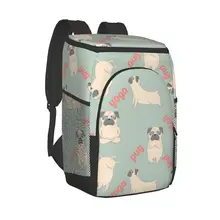 Protable Insulated Thermal Cooler Waterproof Lunch Bag Meditation Yoga Pug Dog Picnic Camping Backpack Double Shoulder Wine Bag