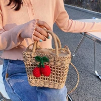 net red woven bag female 2021 summer new holiday beach messenger small fresh cherry one shoulder messenger handbag