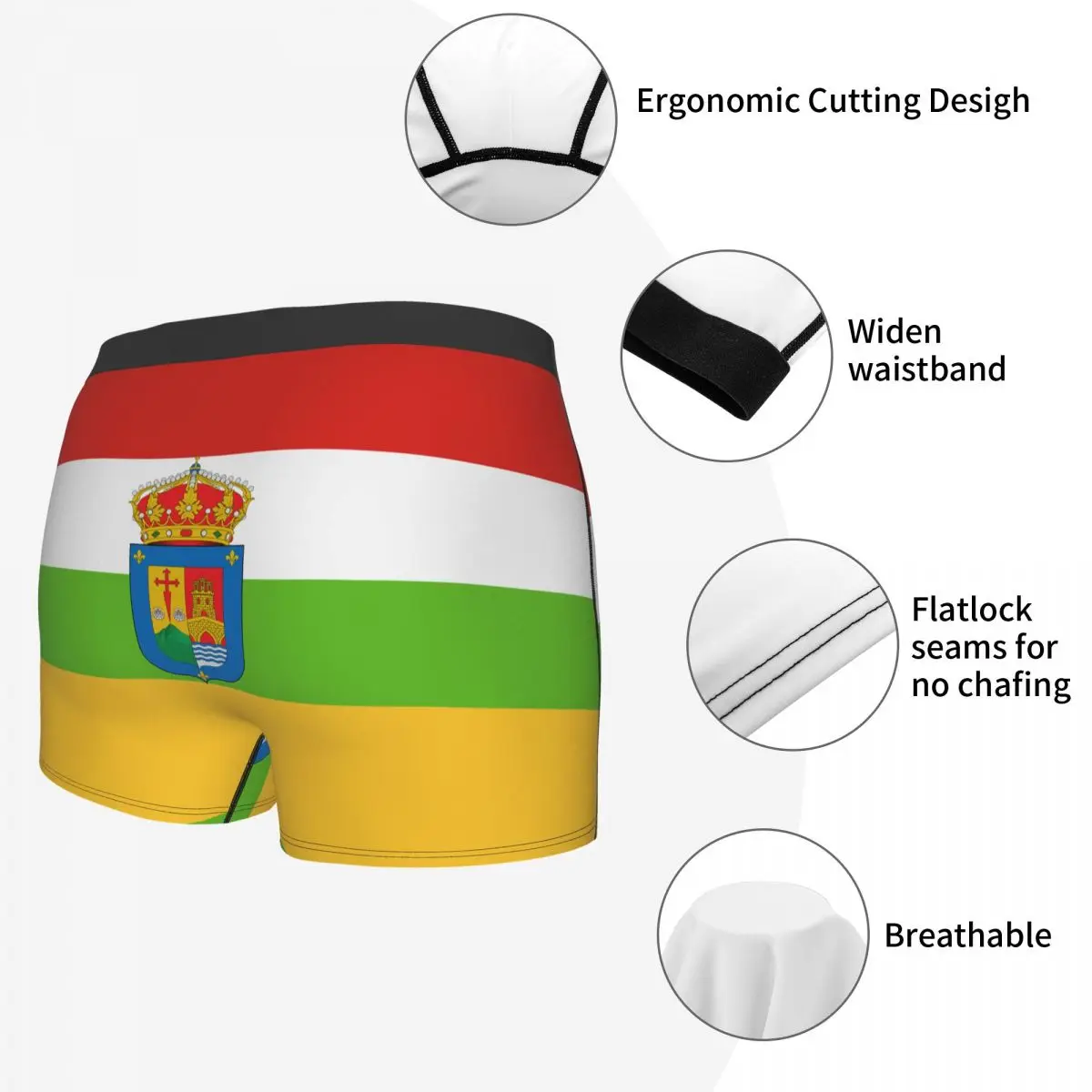 Flag Of La Rioja (with Coat Of Arms) Men's Boxer Briefs Flags of the autonomous communities of Spain Novelty elastic pants