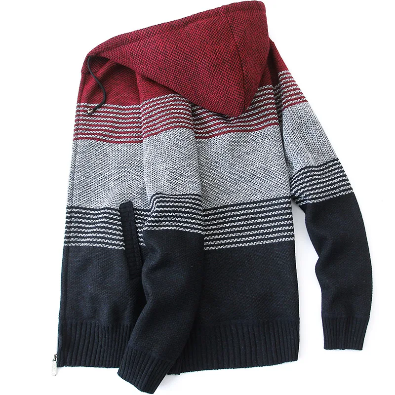 

Autumn Winter Fleece Warm Sweater 2020 Men Casual Cardigans Mens Knitwear Hoody Sweatercoat Jacket Outwear Male Hooded Sweater