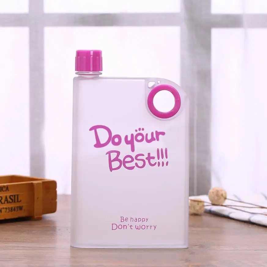 pink Прозрачная книга портативный бумажный коврик бутылка для воды пластиковый силиконовый гель форма книги плоская бутылка для напитков чашки с подвесным отверстием чайник# B15 - Цвет: pink