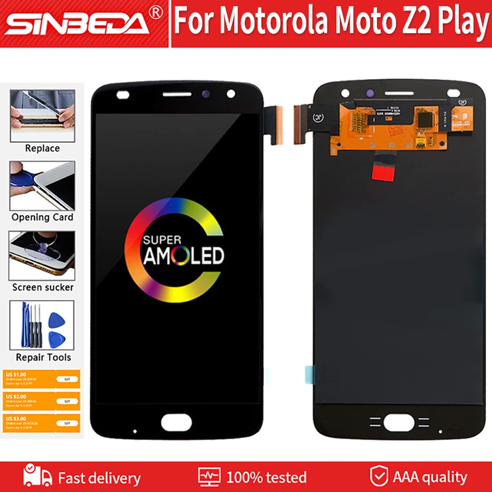 

5.5" AMOLED For Motorola Moto Z2 Play XT1710-01/07/08/10 LCD Display with Touch Screen Digitizer For Moto Z2 Play Display XT1710