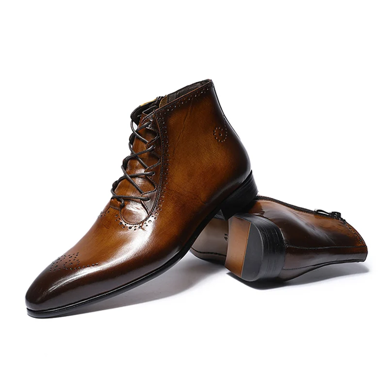 Мужские ботинки Новинка 2019 года Diseno De Moda Cuero Genuino Los Hombres Botas Tobillo Alto топ на молнии