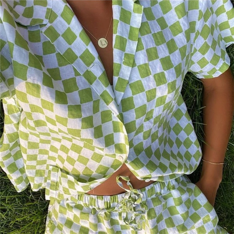 

Tossy Casual Summer Two Piece Women Tops And Shorts Set 2021 New Printed Loose Homewear Suit 2 Piece Set Beach Outfits