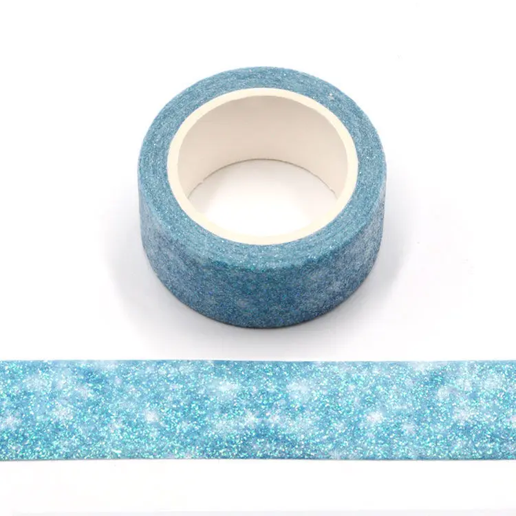 20mm*3m Bright Blue Sparkle Masking Washi Tape Decorative Adhesive Tape Diy Scrapbooking Sticker Label Stationery