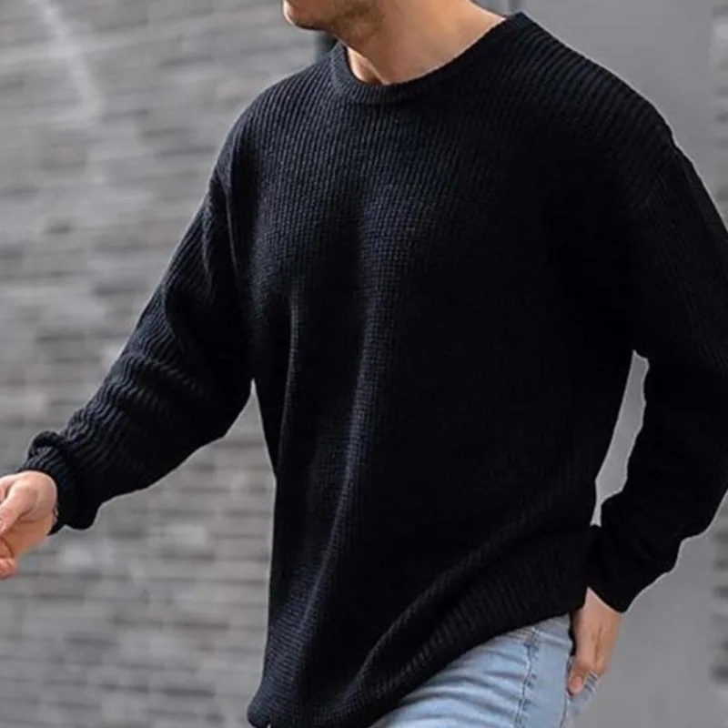 

2021 New Autumn And Winter Men's Long-sleeve Pullover Mens Casual O-neck Sweater Retro Harajuku Mens Solid Color Pullover Top