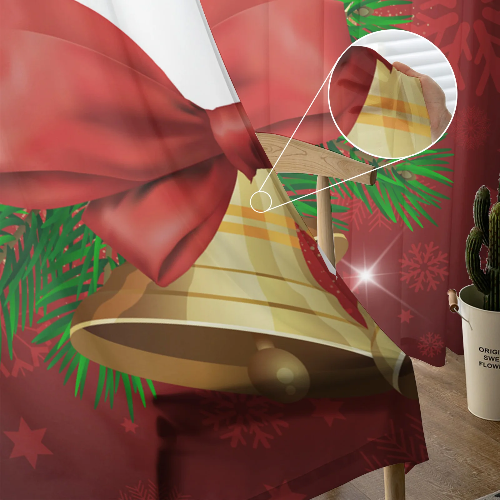 Рождественские рождественские колокольчики Красные праздничные прозрачные