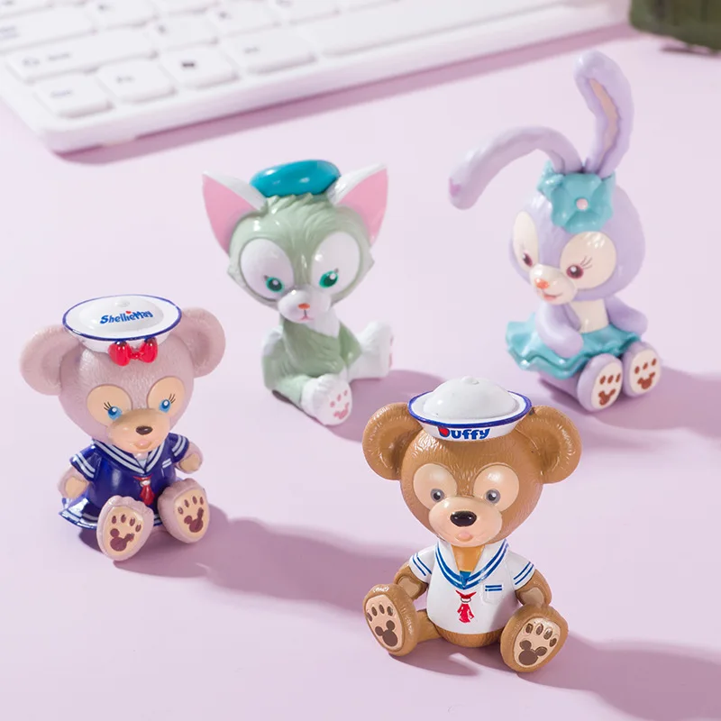 

4PCS/SET Disney Bear Stellalou Duffy Gelatoni Cat ShellieMay Stella Lou Action Figure Dolls Toy Decoration Disney Toys Kids Gift