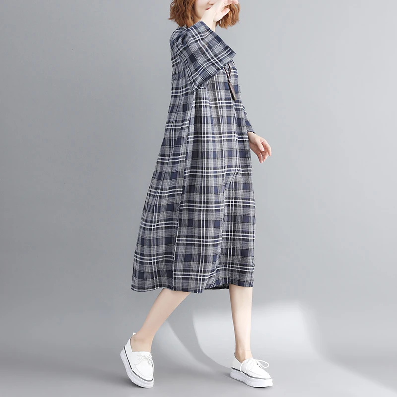 Женское клетчатое платье повседневное весеннее большого размера для беременных