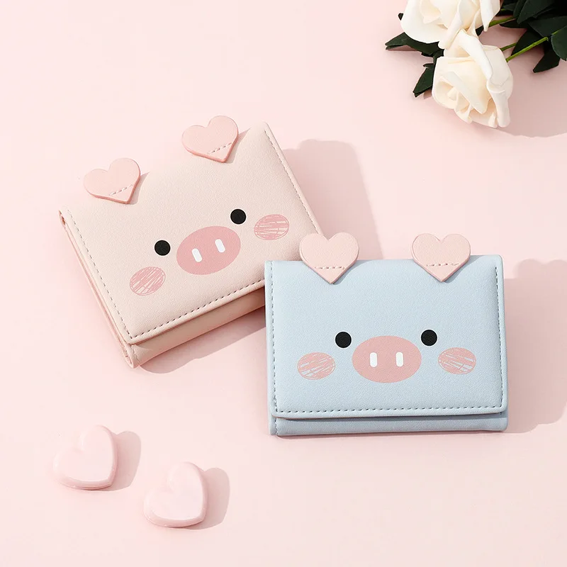 

Korean Cute Pig Women PU Leather Standard Short Wallet Girls Coin Purse Key Wallet For Female Daily Clutch Purse