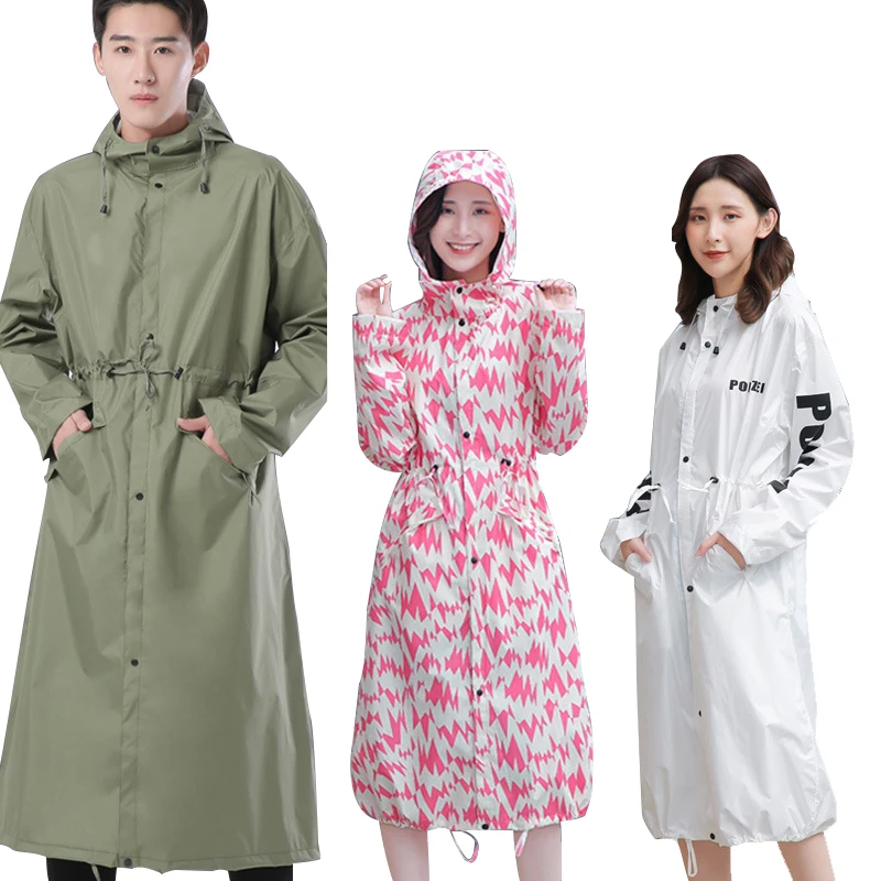 

Adult Fashion Hooded Long Raincoat Impermeable Poncho Pu Glue Overall Windbreaker Raincoat Travel Plastic Raincoat Hiking