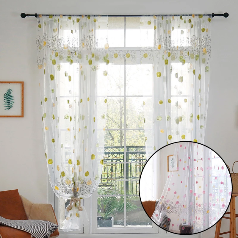 

1 Slice Dandelion Sheer Curtains For Living Room Bedroom Pastoral Style Tulles Blinds Decor Window Screening Treatments Drapes