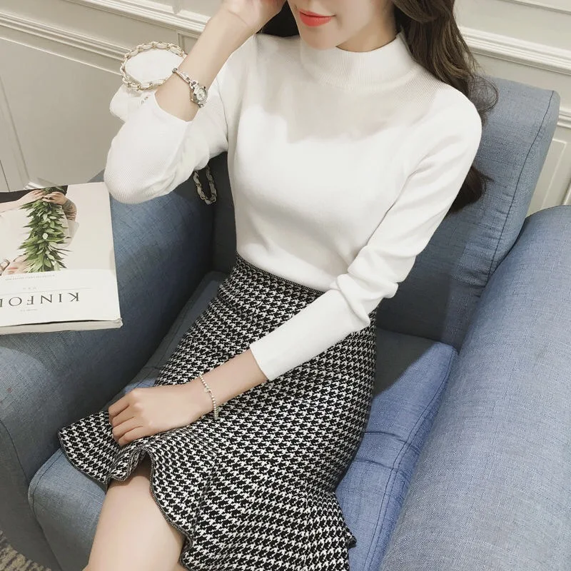 

Spring New Fashion Classic Skirt Letter Pattern High Waist Wild Jacquard Temperament Thin Slim Skirt ,Suit Skirt