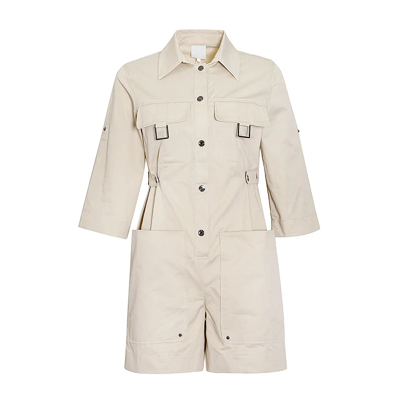 

Work panties women casual Outfits summer new fashion work lapel multi-pocket design panties