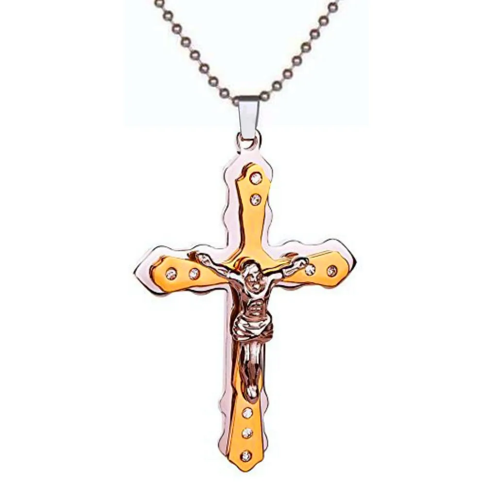 

2021 New Christian Cross Pendant Titanium Steel Men's Trendy Necklace