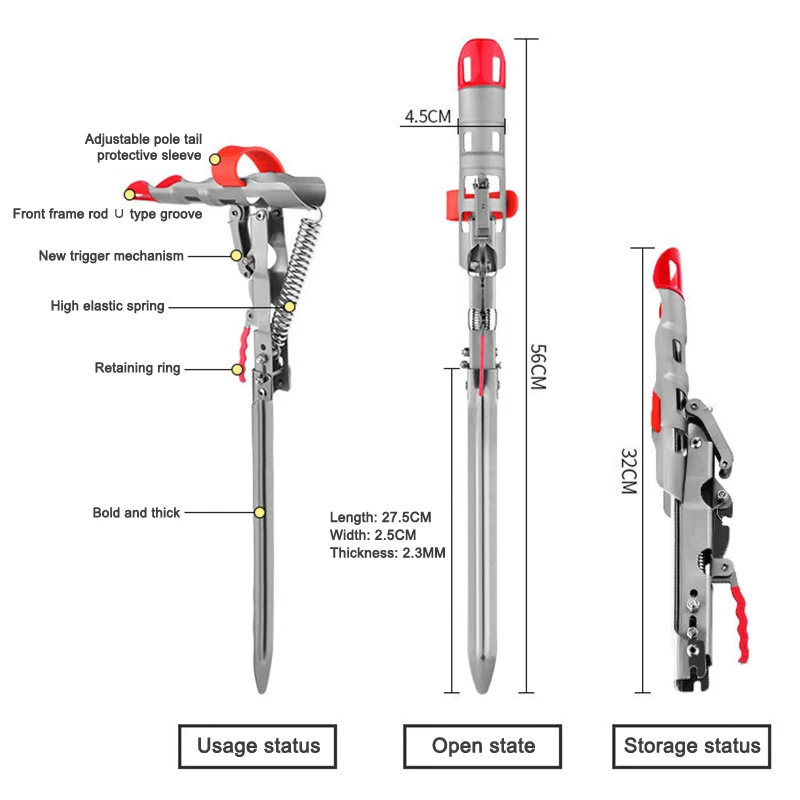 High Quality Stainless Steel Fishing Rod Holder with Automatic Tip-Up Hook Setter Spring Tool MD88 | Красота и здоровье