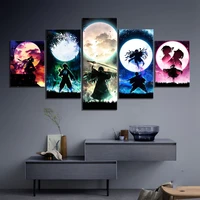 5 piece canvas wall art anime poster demon slayer picture living room decoration bedroom modern image home painting