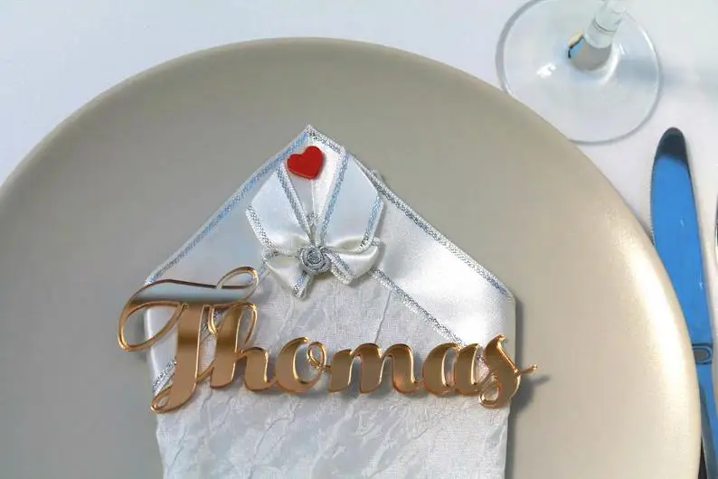 Золотые Зеркальные акриловые карты лазерная резка Именные свадебные знаки