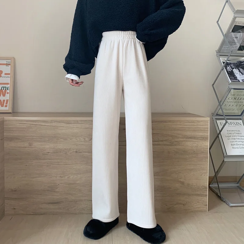 

Plush Pants Women's Clothing Autumn and Winter 2021 New Corduroy Wide Leg Pants High Waist Loose Straight Casual Pants
