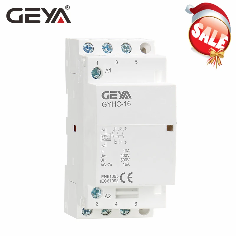 GEYA AC Контактор 3 полюса 16A 20A 25A 3NO 220 В din-рейку бытовой контактор автоматический