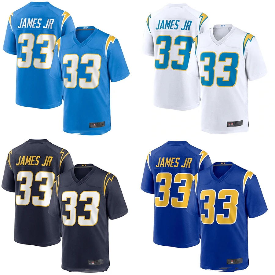 

Bilok New Embroidery American Jersey 33# James JR Fans Wear Men Women Kid Youth San Diego Chargers Football Rugby Jersey