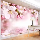 Настенные 3D обои на заказ, современное прикрытие стен розовым цветком персика, с отражающими цветами, для гостиной, спальни, домашнего декора
