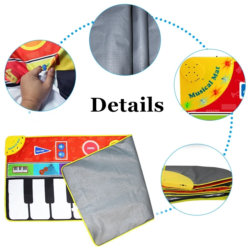 Музыкальный коврик большого размера детский для пианино с клавиатурой игровой