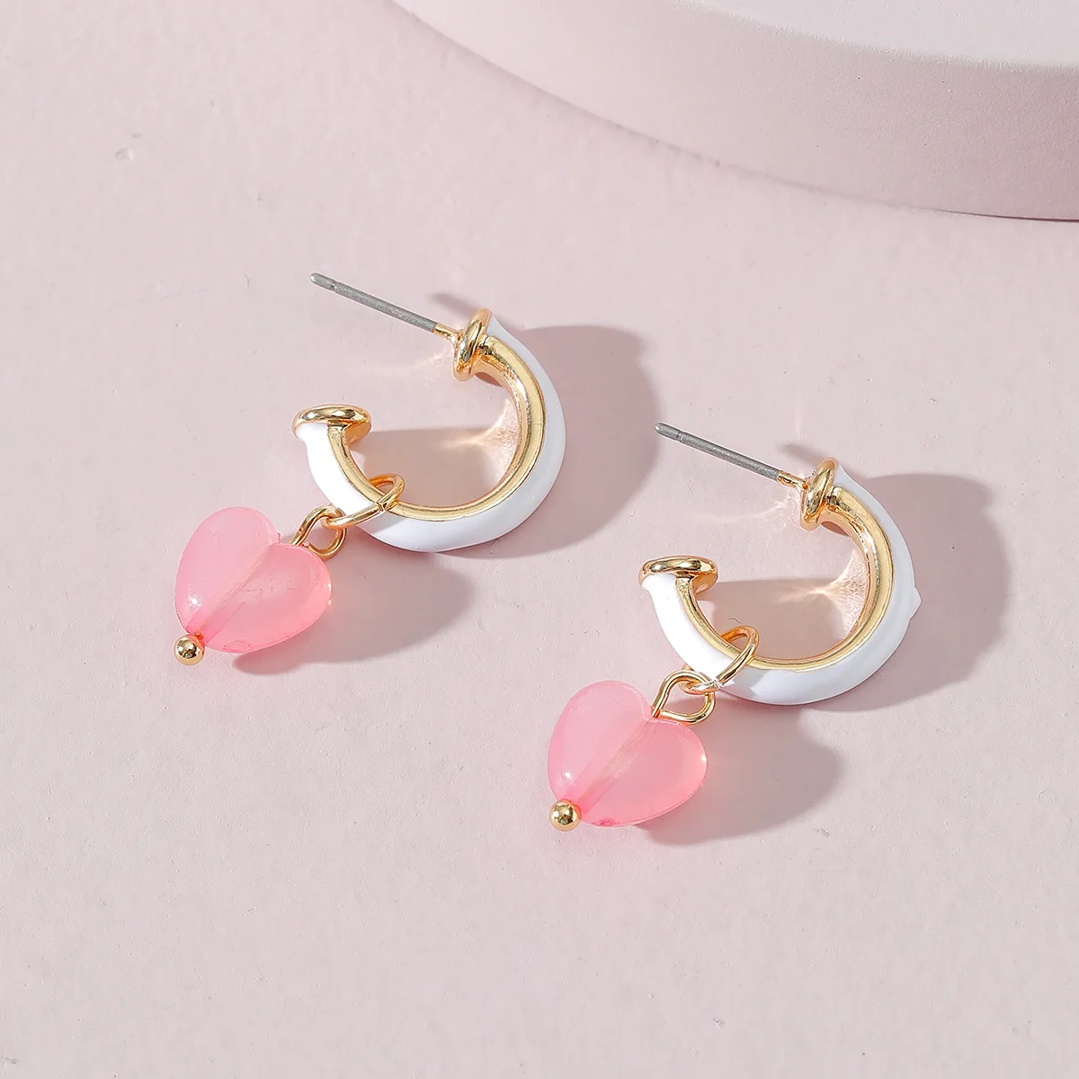 

Fashion Sweet Heart Acrylic Drop Earring for Women Dripping Oil Circle Piercing Round Earrings Female Minimalist Jewelry Gifts