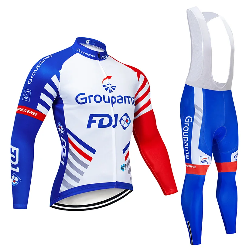 2019 Pro equipo FDJ ciclismo Джерси 9D babero conjunto MTB uniforme bicicleta ropa de secado rasido larga | Спорт и