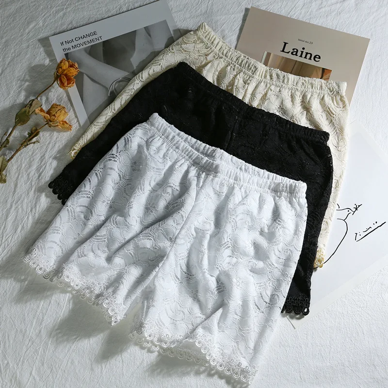 Новые летние женские кружевные безопасные Короткие штаны корейские трусы три