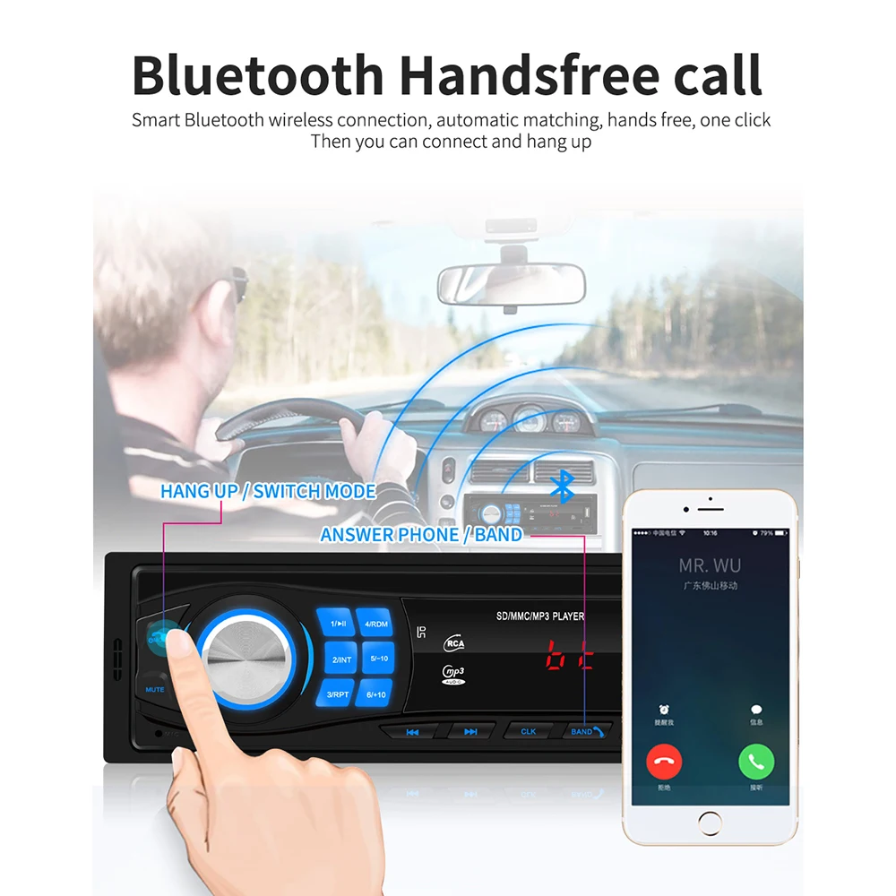 1 DIN автомобильный стерео MP3 плеер один в головном устройстве Bluetooth USB AUX радио