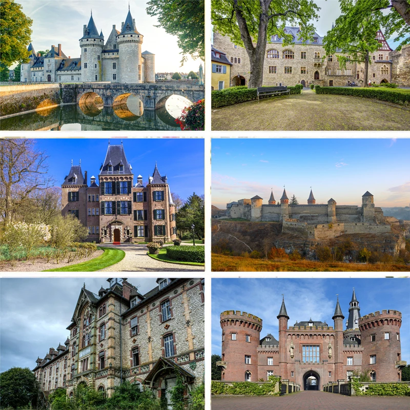 Реквизит для фотосъемки Nitree Виниловый фон Европейский средневековый замок