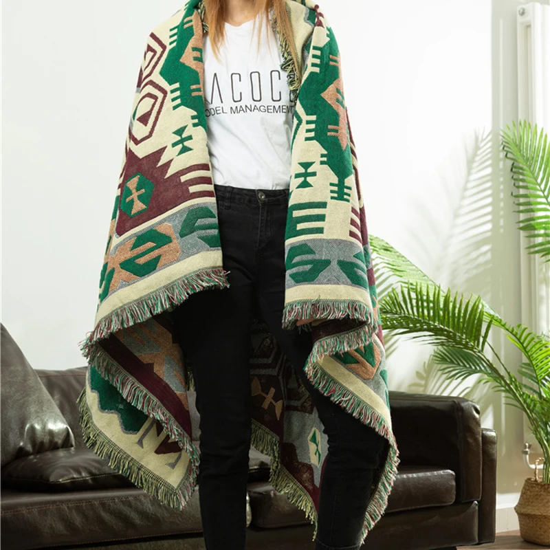 Geometric Print Throw Blanket for Beds with Tassels 9 Sizes Blankets Sofacover HIgh Quality Bedspread Tapestry Decorative | Дом и сад