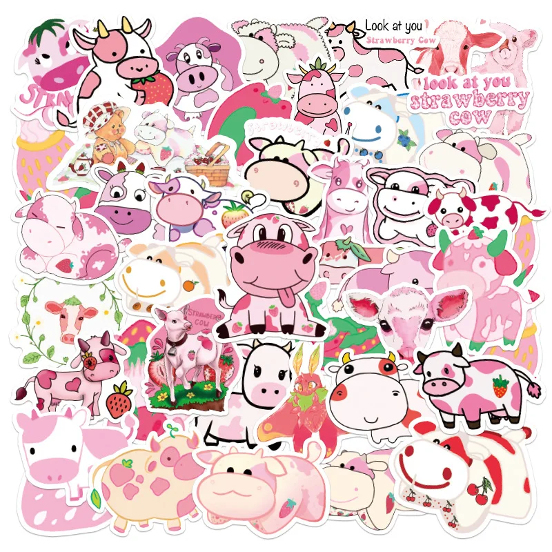 10/30/50 шт. Kawaii мультфильм розовый клубника корова VSCO наклейки для детей DIY чемодан