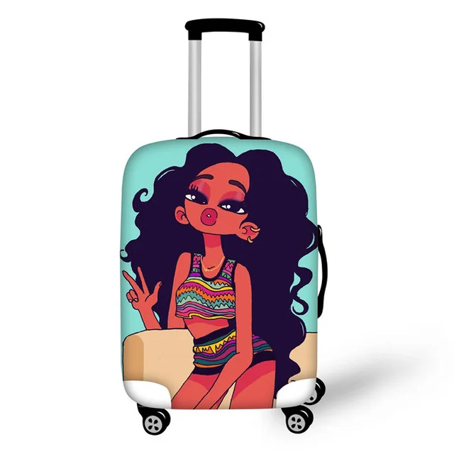 Чехол для багажа ELVISWORDS Afro Girl, водонепроницаемый чехол для путешествий, чехол для костюма, багажные бирки, портативный Эластичный Защитный чехол для костюма - Цвет: YQ4013