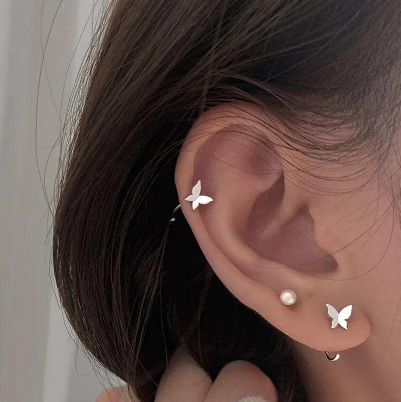 

S925 Silver Butterfly Hoop Earrings Temperament Trendy Elegant Style Korean Fashion Earring For Women Girls Fashion Jewelry