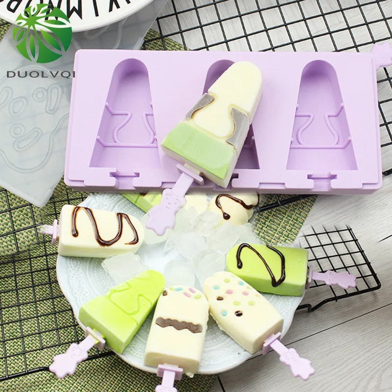 Duolvqi DIY Мороженое Плесень с крышкой и силикона кубики льда лоток Замороженные
