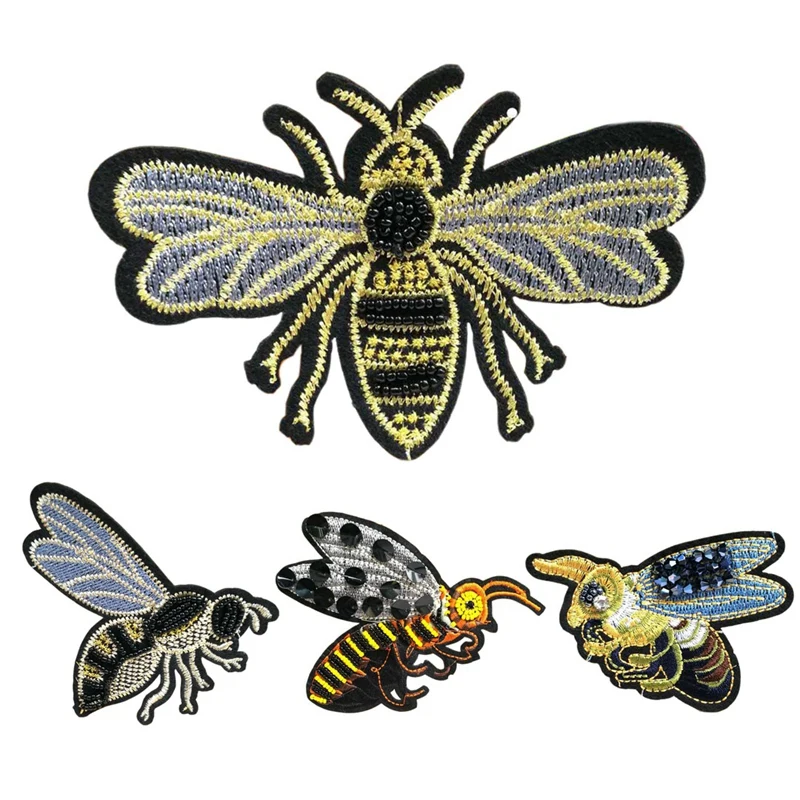 Нашивки ручной работы с бисером в виде пчелы нашивки пайетками для одежды