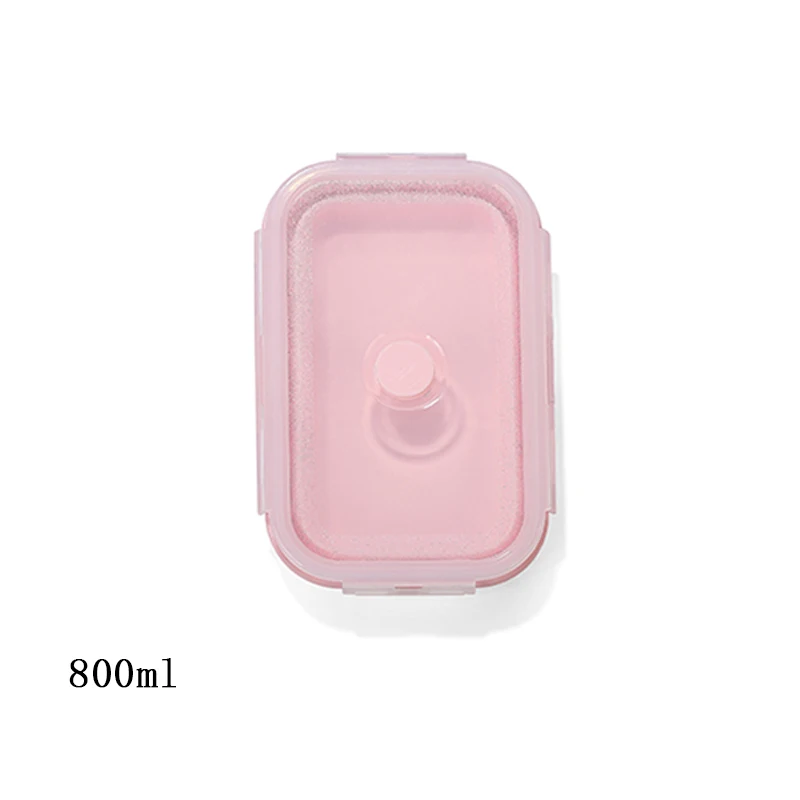 800ml pink Силиконовый складной Ланч-бокс контейнер для хранения еды Bento Microwavable портативный пикник кемпинг открытый Ланч-бокс - Цвет: 800ml pink