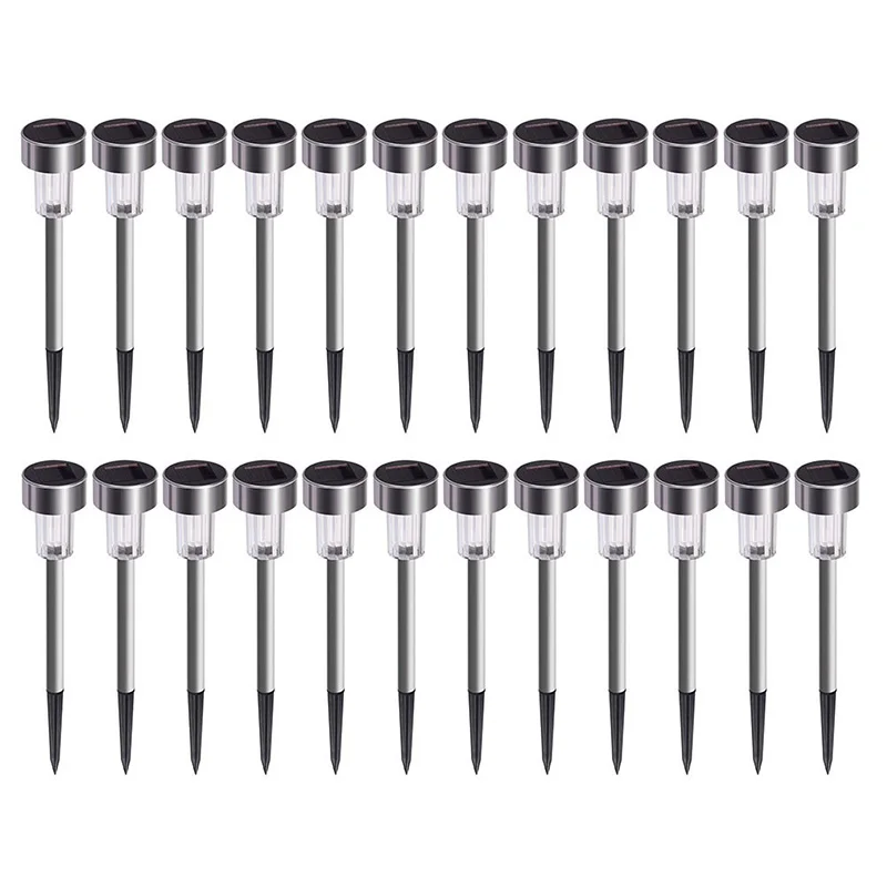 

24Pcs Solar Lawn Lights Stainless Steel Outdoor Solar Pathway Lights Yard Decoration Light