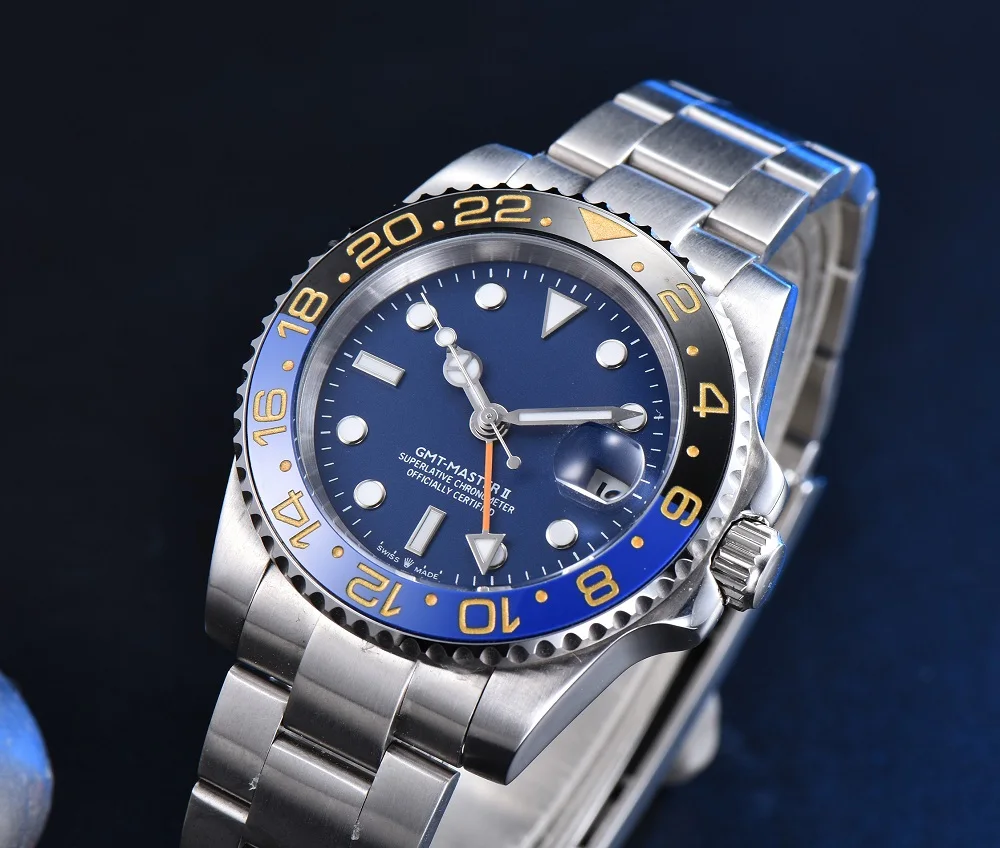 Жемчужные часы 3804 с автоматическим обмотом синие асептические циферблаты