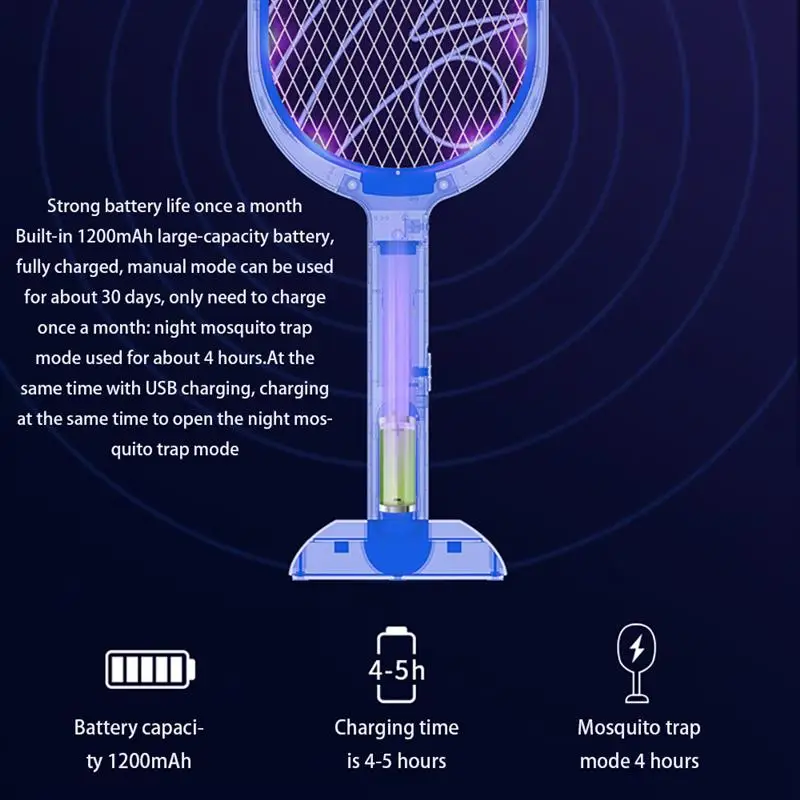 Новый 3000V Электрический насекомых ракетки мухобойка Zapper USB 1200 мАч перезаряжаемая