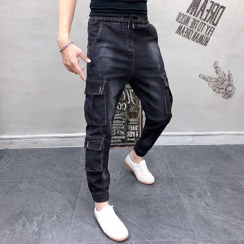 Высококачественные джинсы для бега мужские модные Универсальные облегающие
