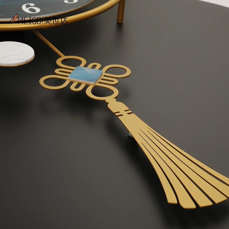 

MEISD Large Wall Clock Blue Quality Wrought Iron Watch Big Quartz Silent Home Decor Horloge With Metal Pendulum Free Shipping