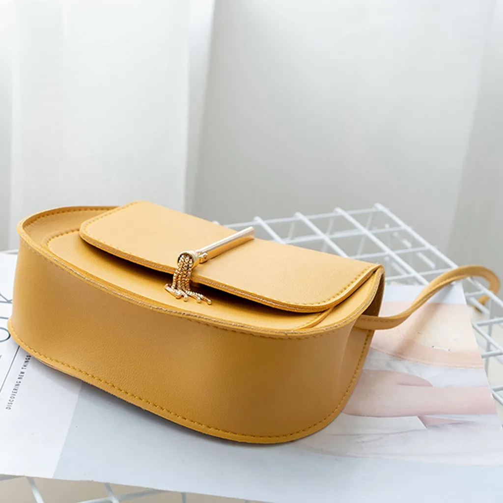 Модные сумки через плечо с кисточками для женщин 2019 простой стиль одноцветная