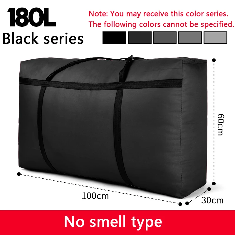 Black series 180L Большая Вместительная дорожная сумка для дома без запаха, ткань Оксфорд, тканая змеиная кожа, 150л, 180л, большая сумка для хранения, сумка для багажа, Холщовая Сумка - Цвет: Black series 180L
