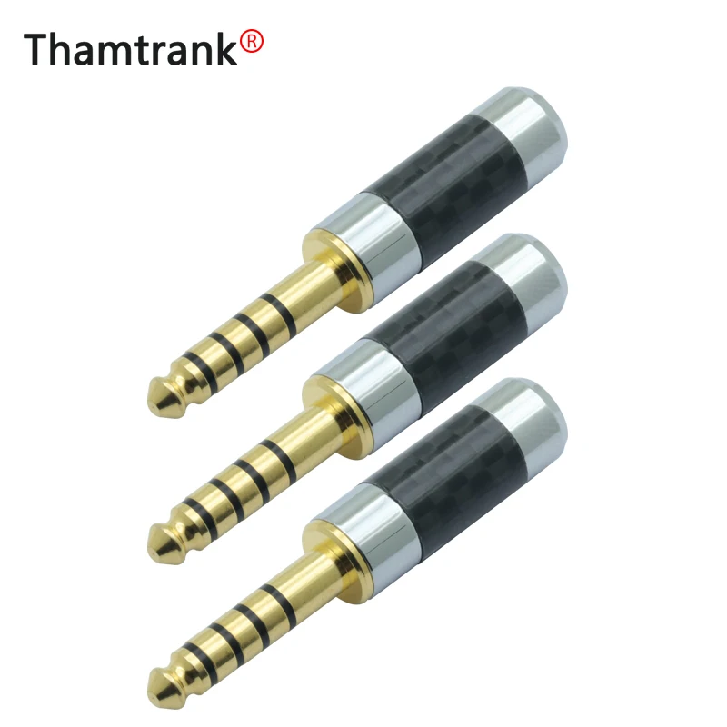 

10PCS Carbon Fiber Gold-plated Jack 4.4mm 5pole Audio Plug Pure Copper Connector with 6mm Wire hole